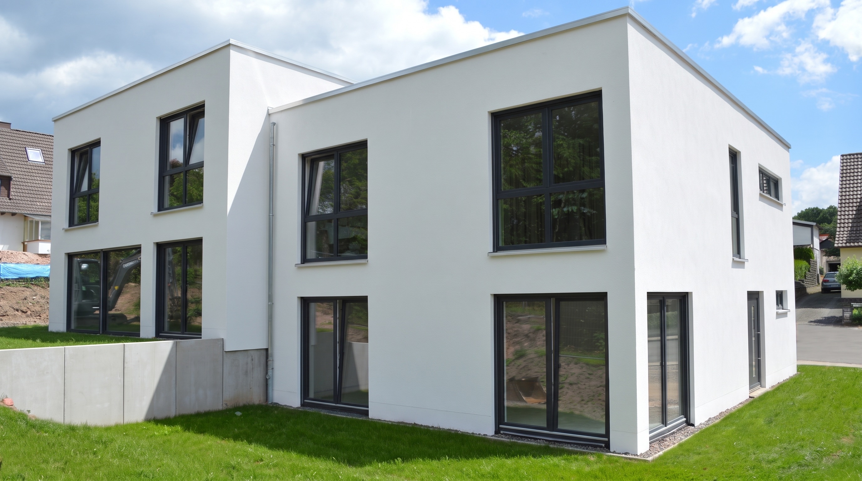 Modernes Einfamilienhaus mit weißer Fassade