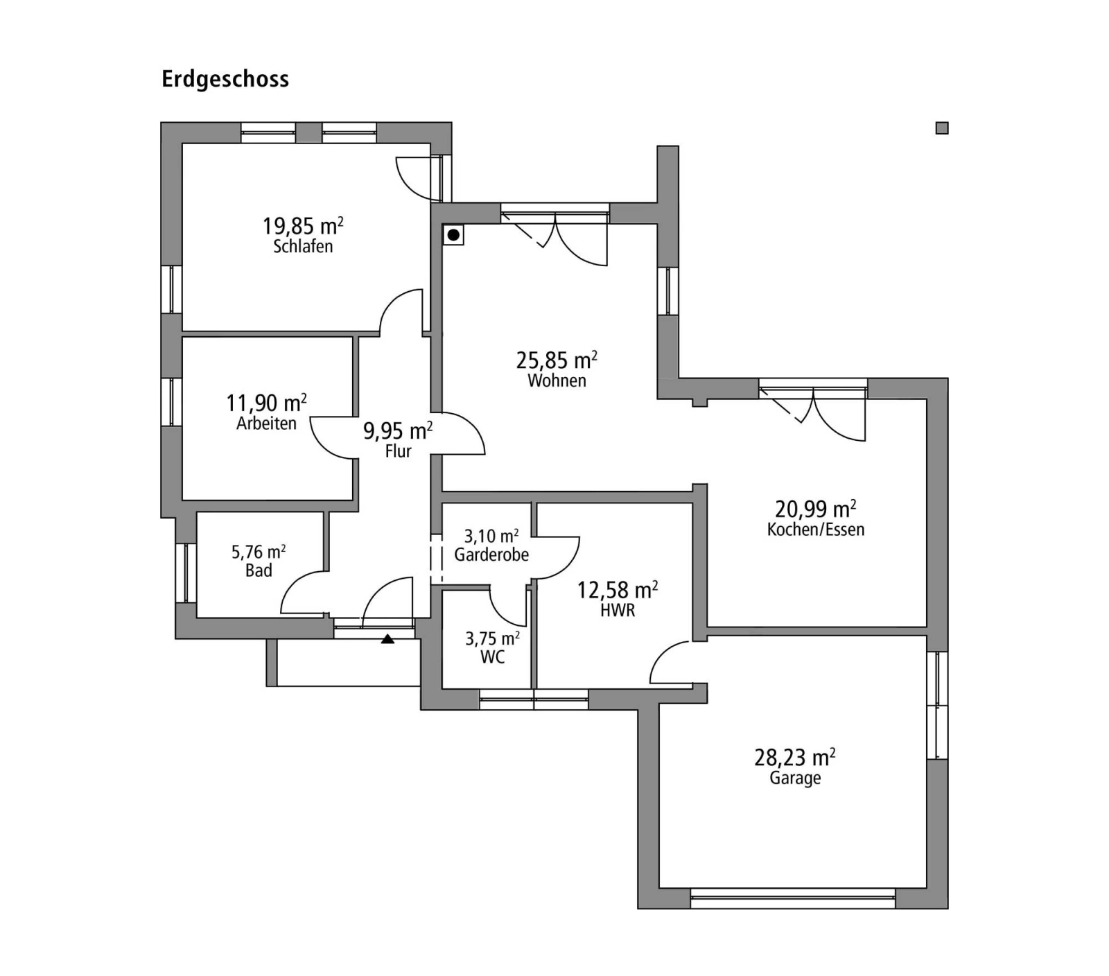 2D-Grundriss des Ytong Bausatzhauses BGL 114
