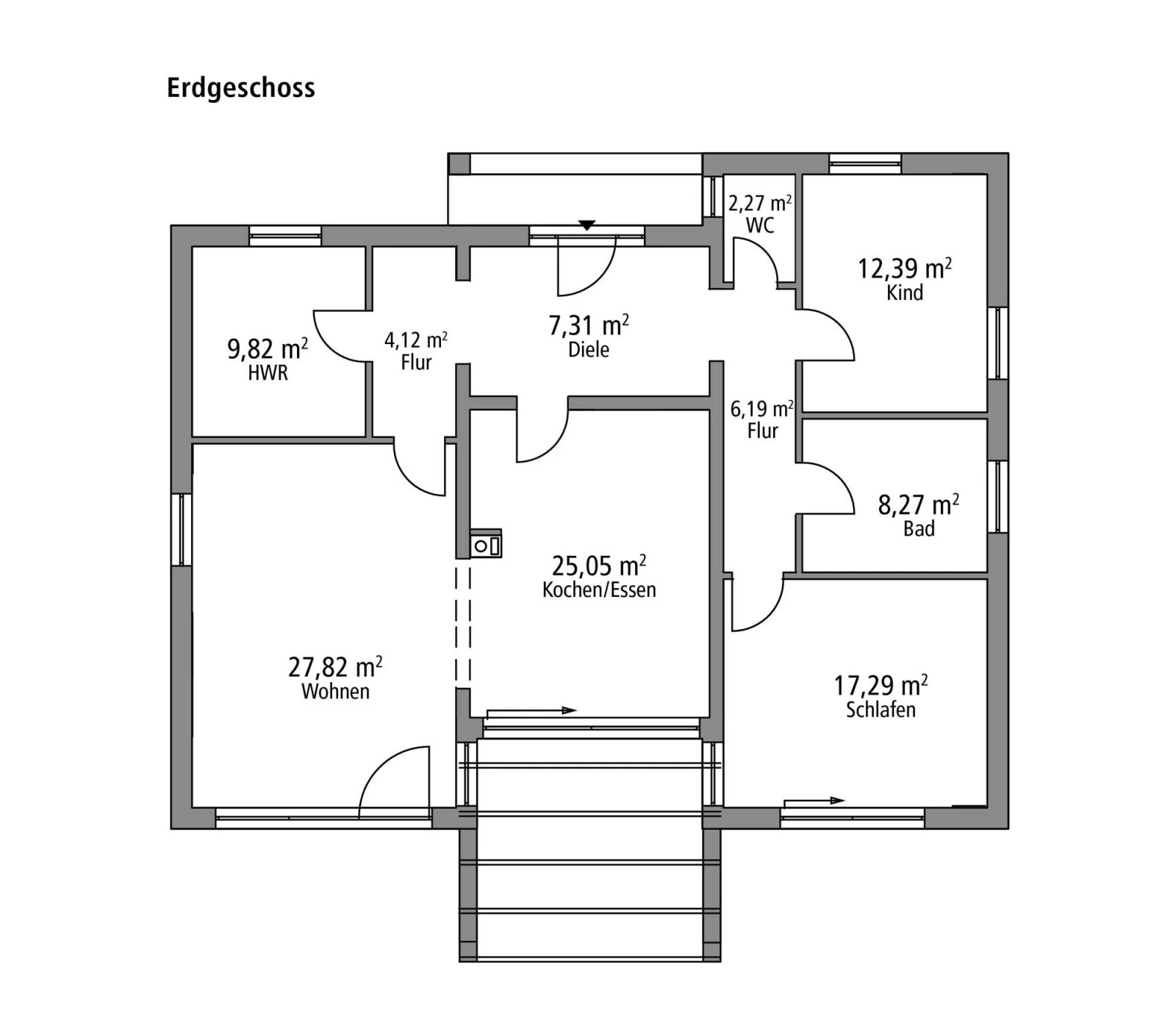 2D-Grundriss des Ytong Bausatzhauses BGL 120