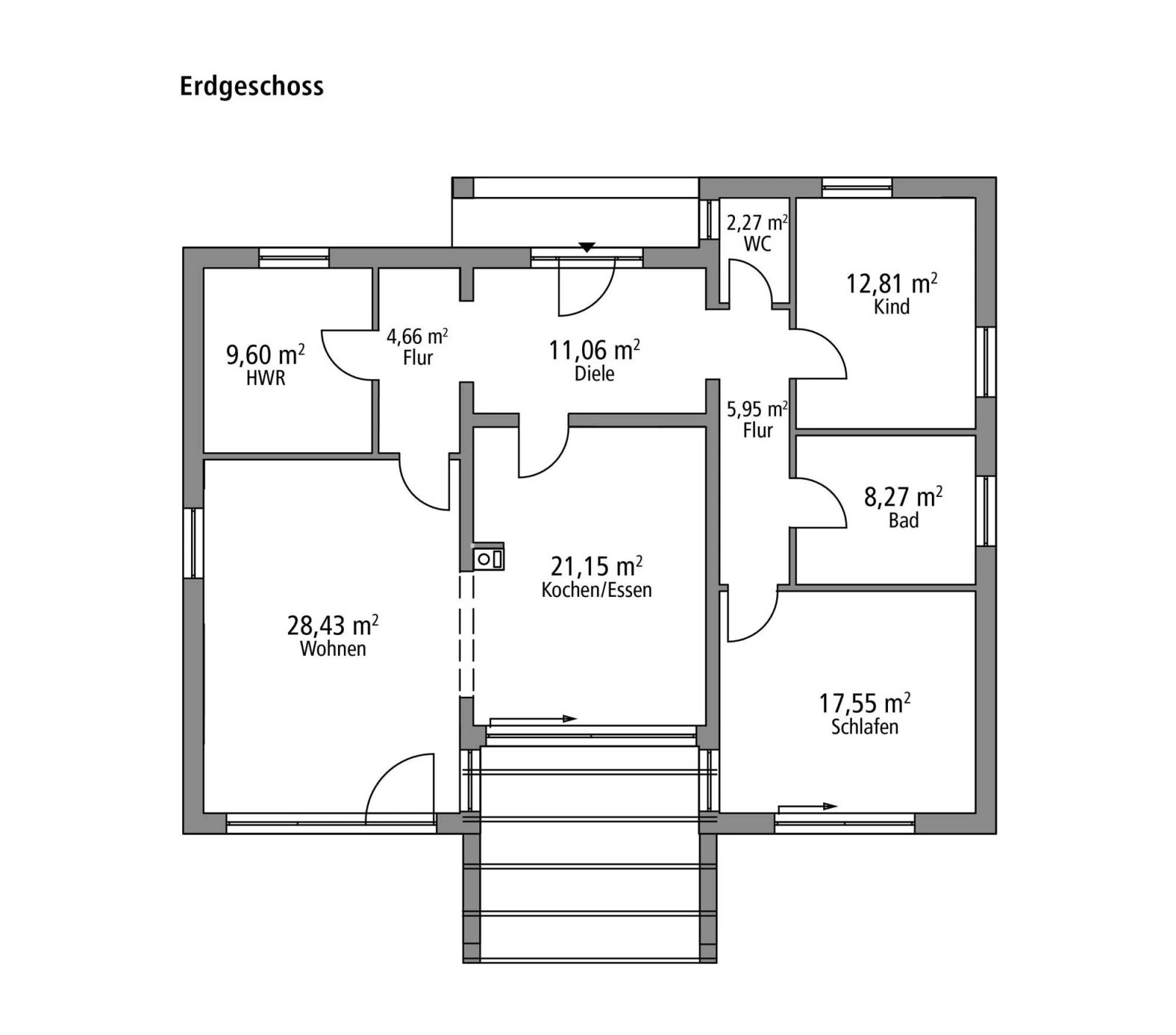 2D-Grundriss des Ytong Bausatzhauses BGL 121