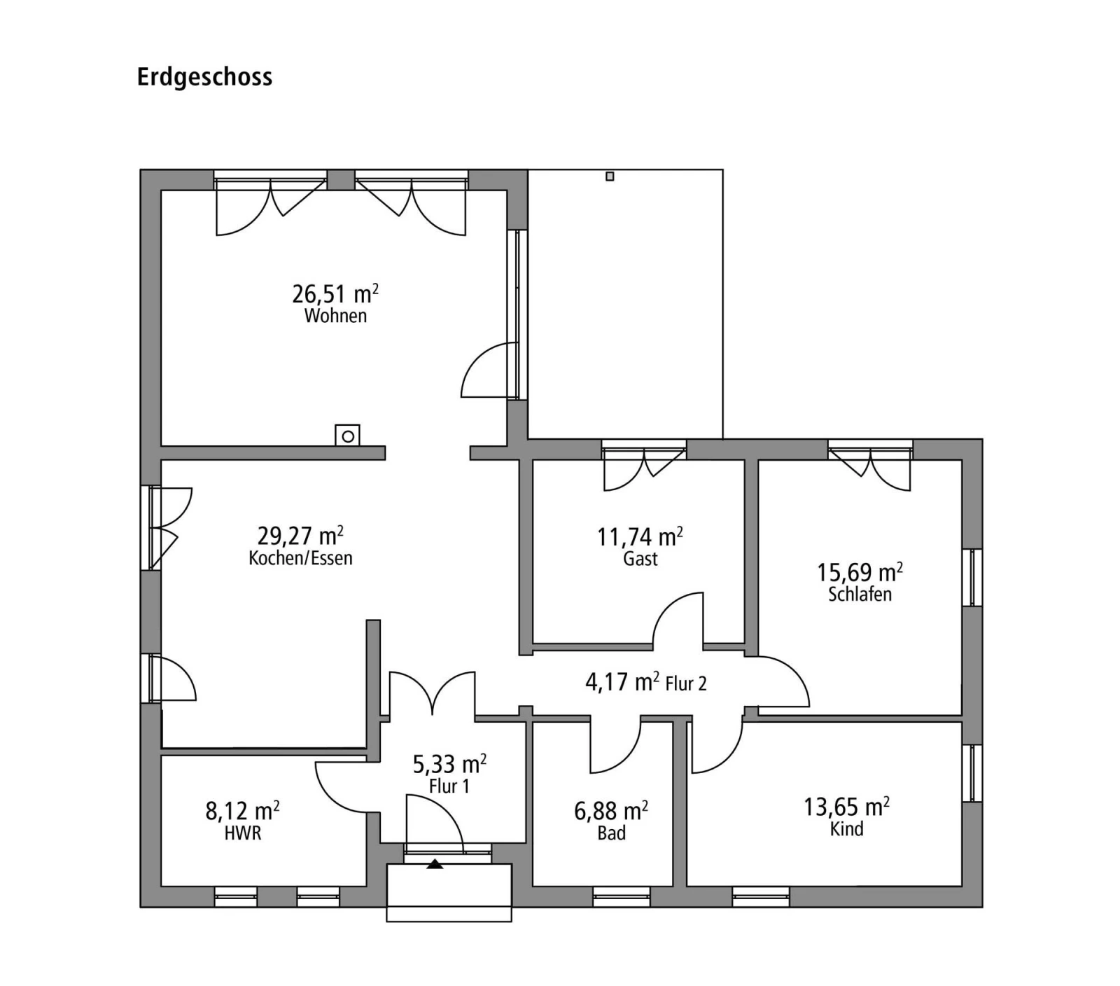 2D-Grundriss des Ytong Bausatzhauses BGL 122