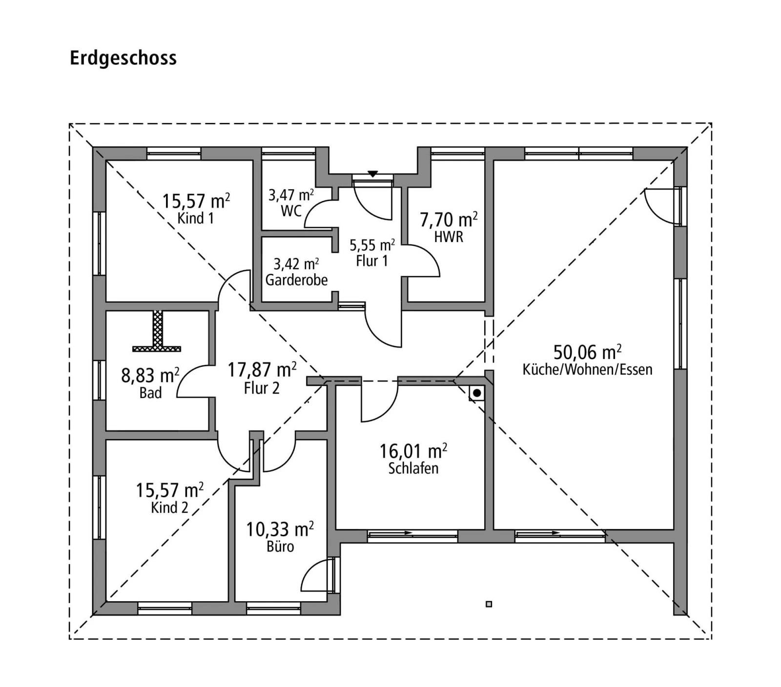 2D-Grundriss des Ytong Bausatzhauses BGL 154