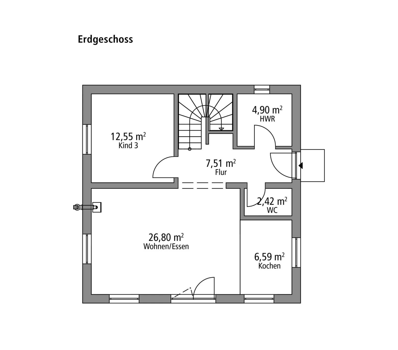 2D-Grundriss des Ytong Bausatzhauses BHS 122