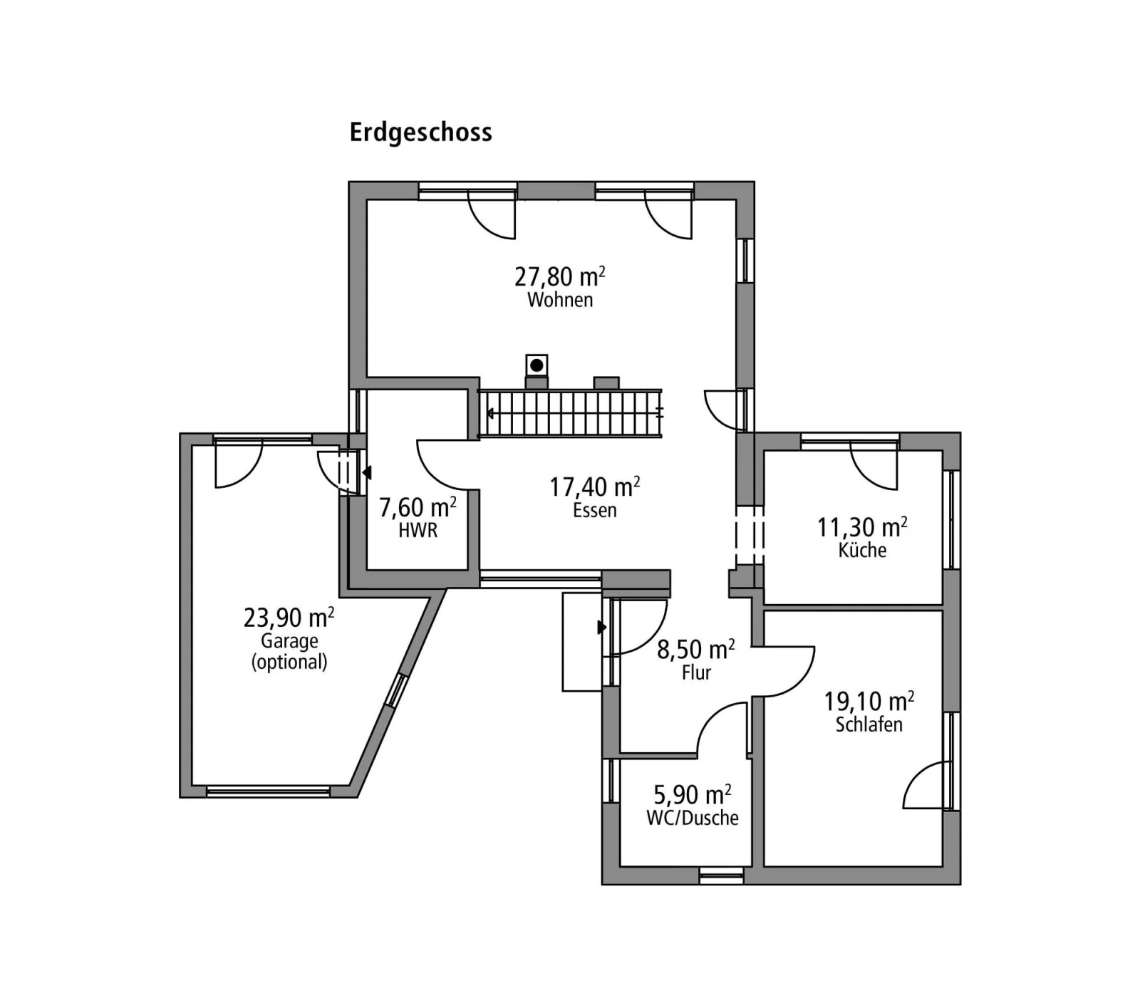 2D-Grundriss des Ytong Bausatzhauses BHS 146