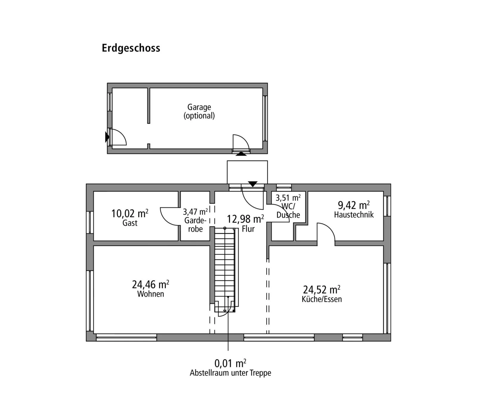2D-Grundriss des Ytong Bausatzhauses BHS 182