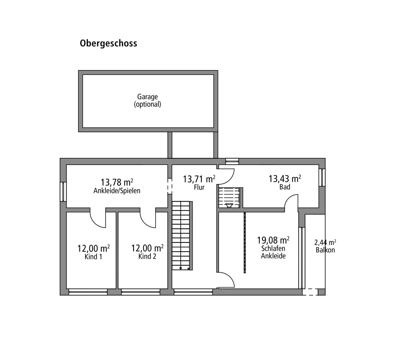 2D-Grundriss des Ytong Bausatzhauses BHS 182