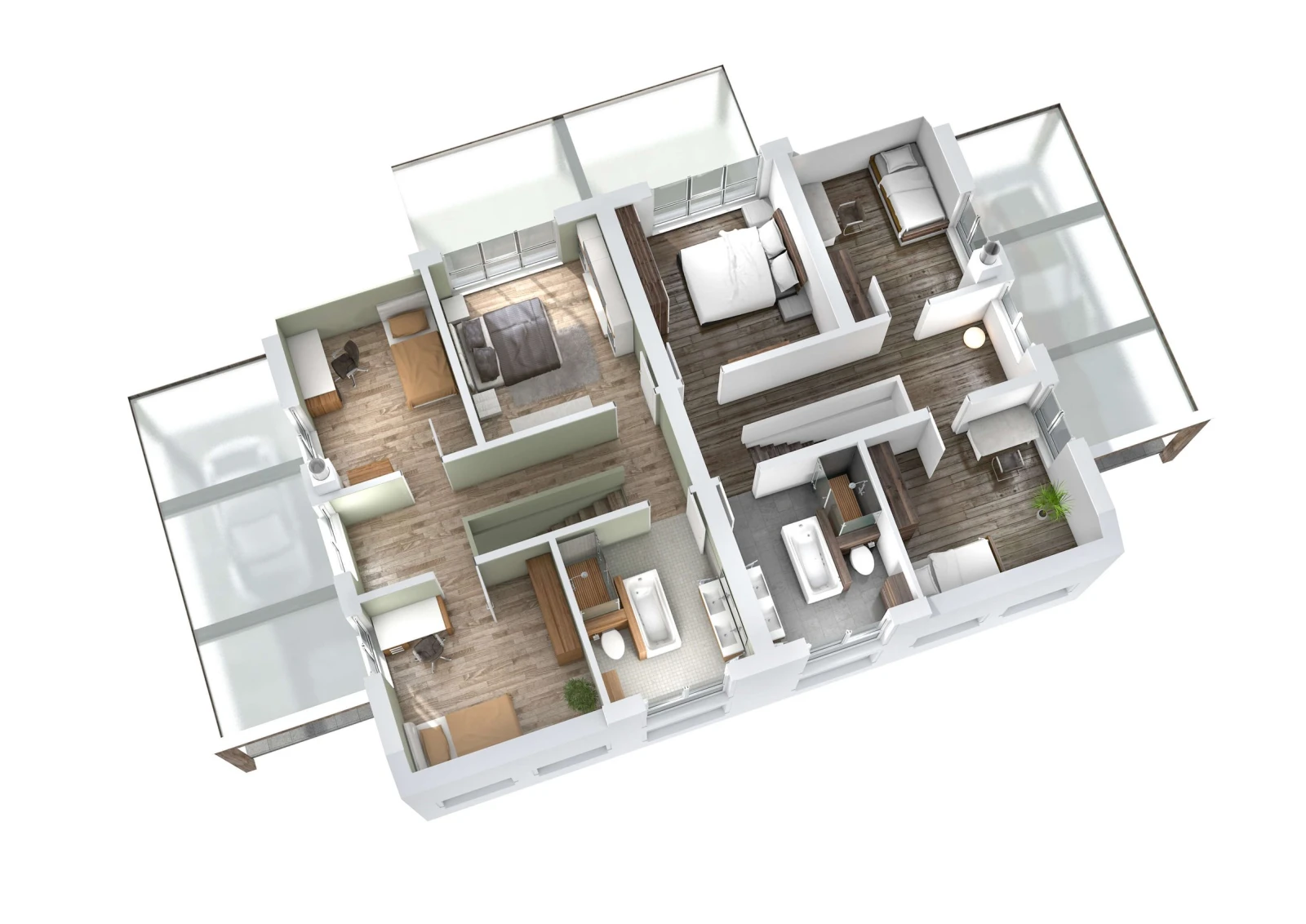 3D-Grundriss des Ytong Bausatzhauses DHH 119