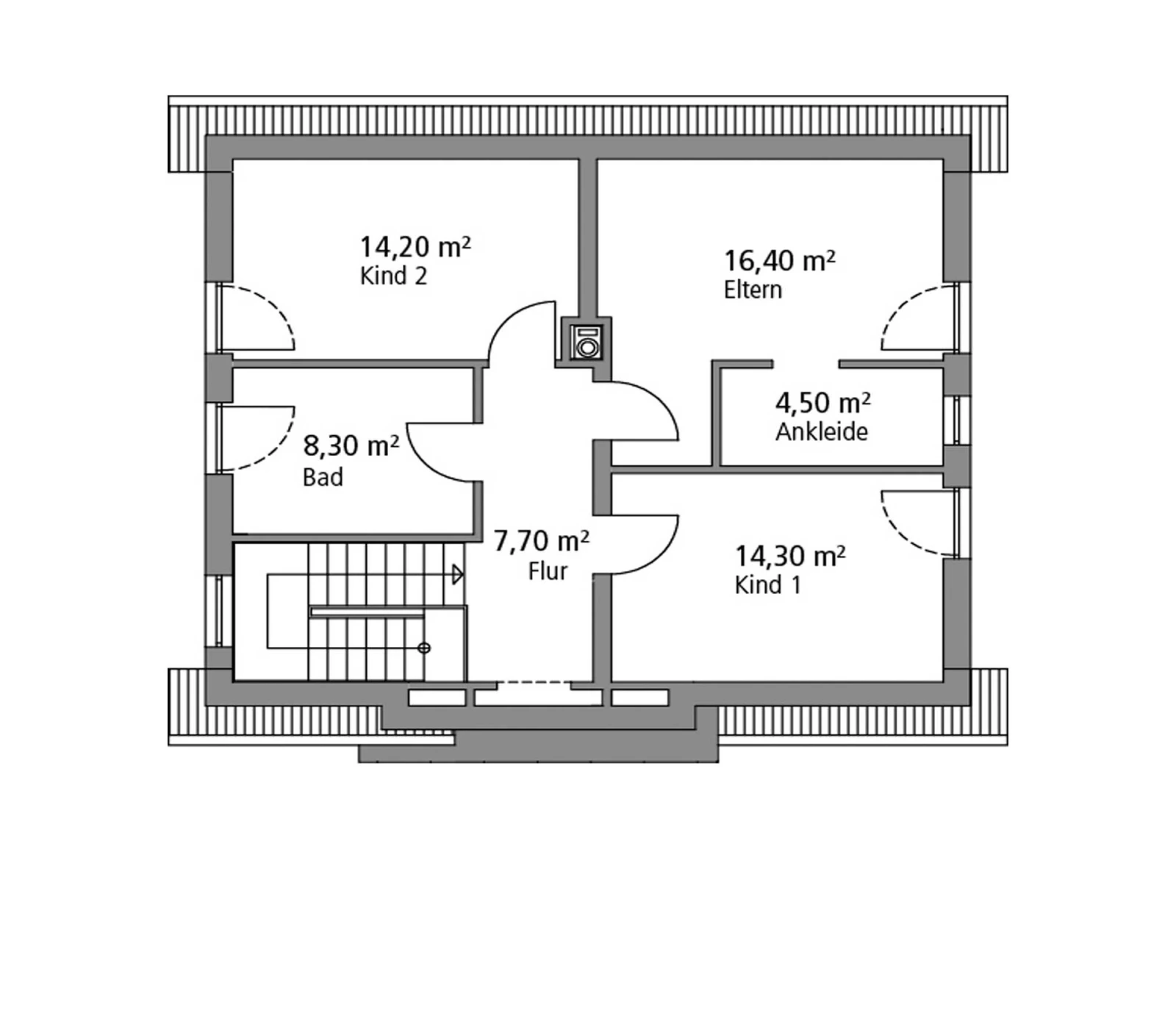 2D-Grundriss des Ytong Bausatzhauses EFH 124