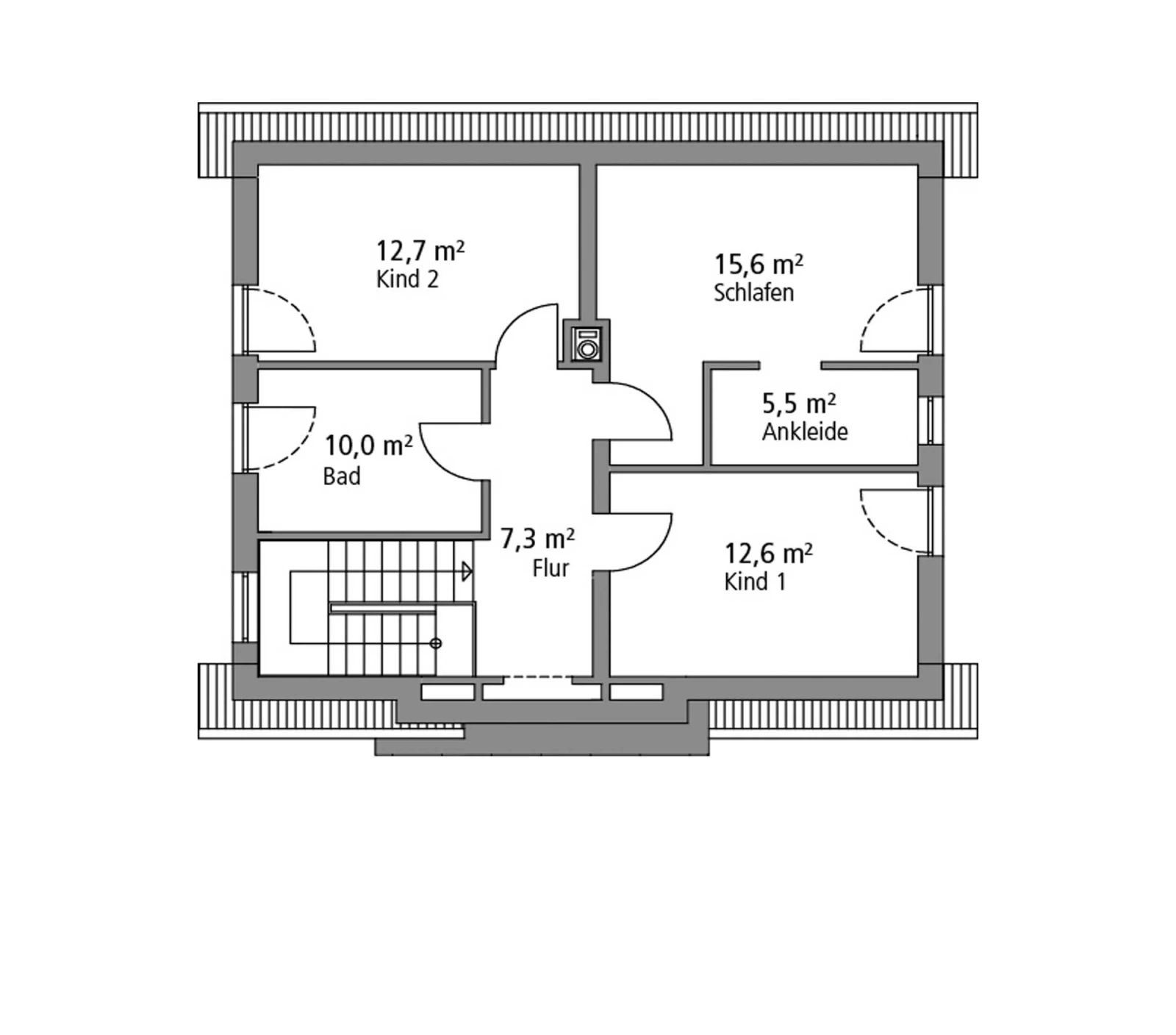 2D-Grundriss des Ytong Bausatzhauses EFH 136