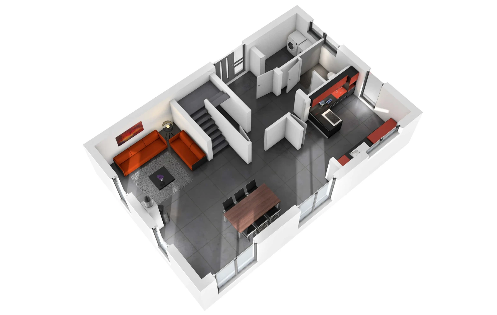 3D-Grundriss des Ytong Bausatzhauses EFH 139