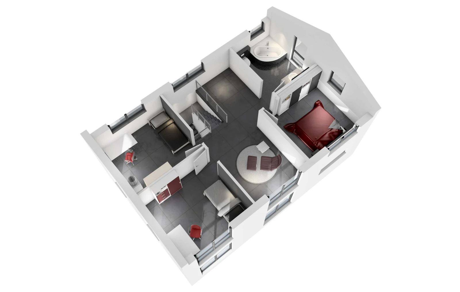 3D-Grundriss des Ytong Bausatzhauses EFH 139