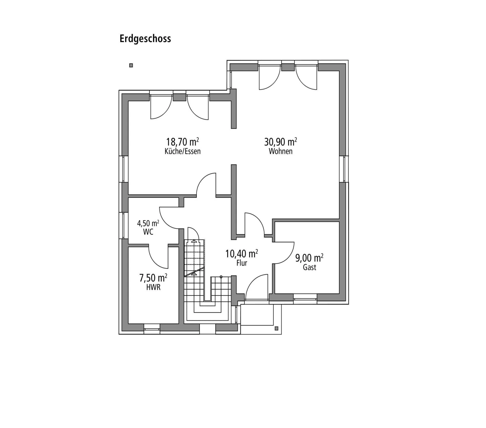 2D-Grundriss des Ytong Bausatzhauses EFH 142
