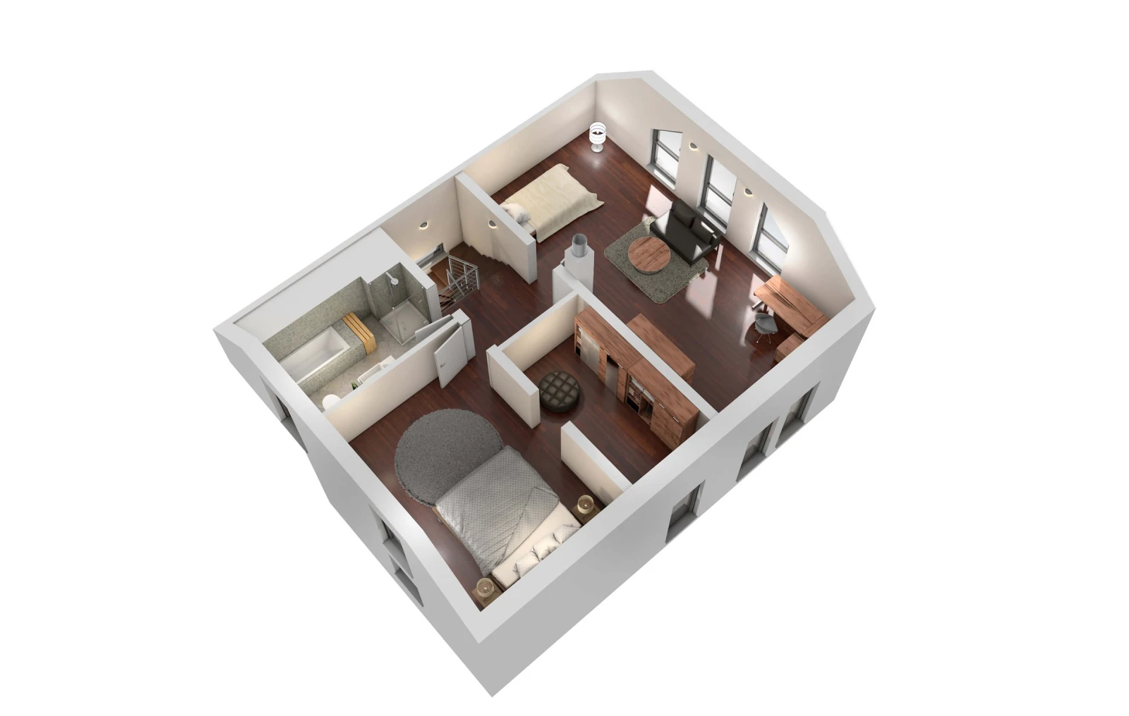 3D-Grundriss des Ytong Bausatzhauses EFH 143