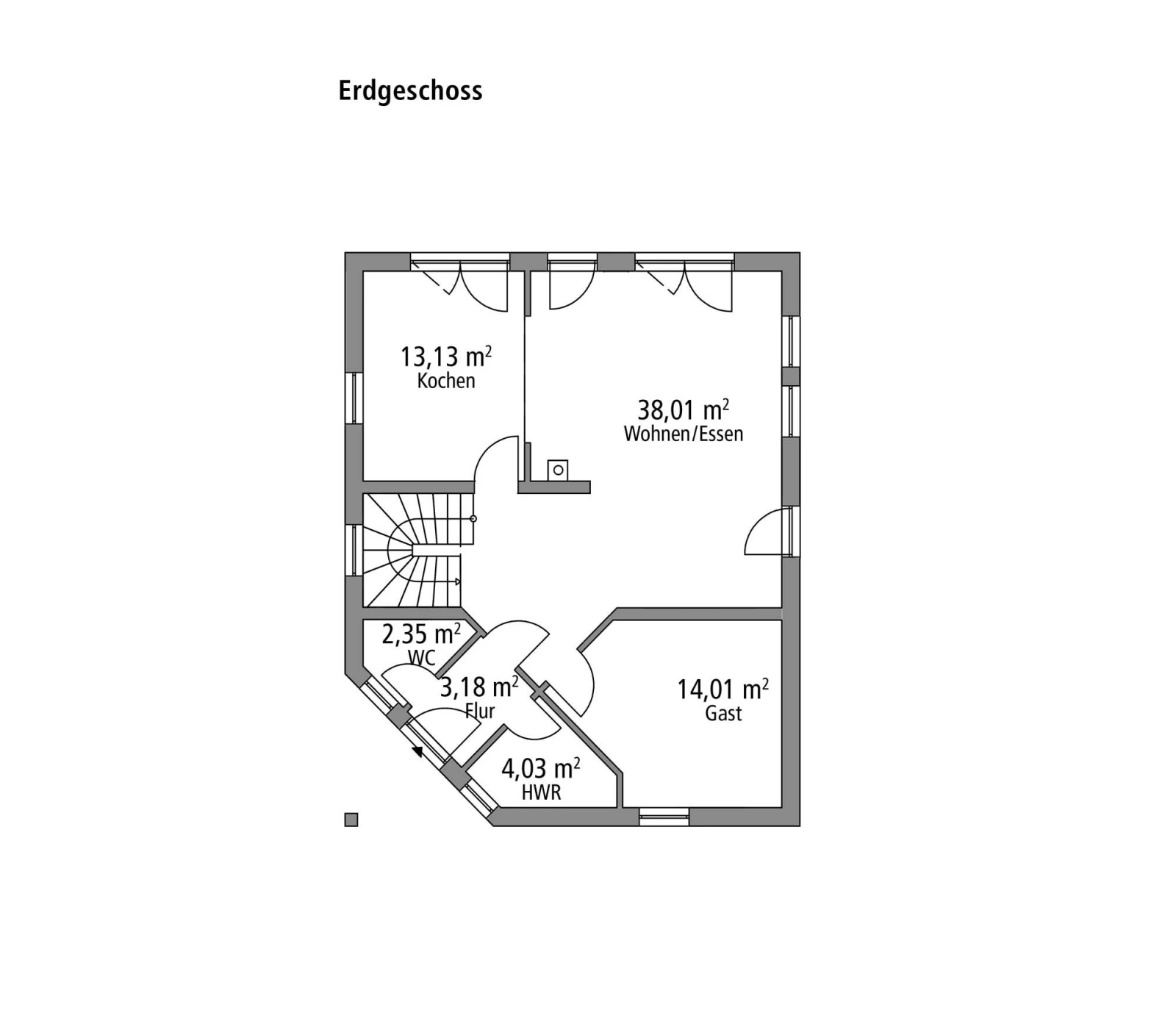 2D-Grundriss des Ytong Bausatzhauses EFH 143