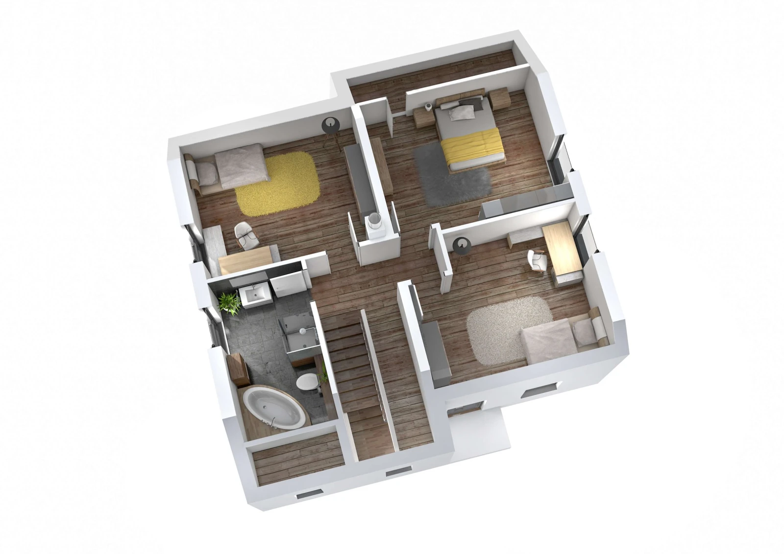 3D-Grundriss des Ytong Bausatzhauses EFH 144