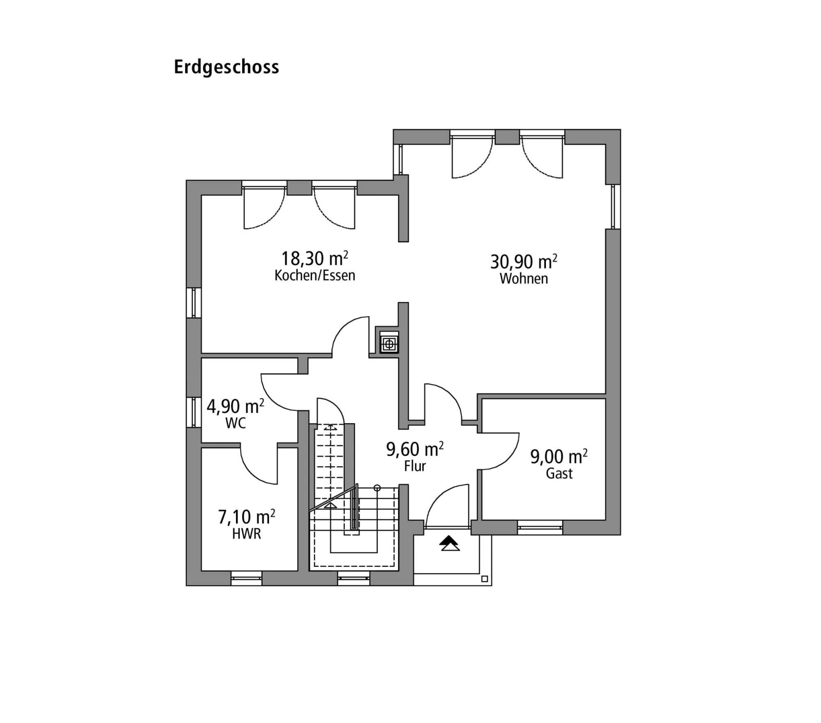 2D-Grundriss des Ytong Bausatzhauses EFH 144