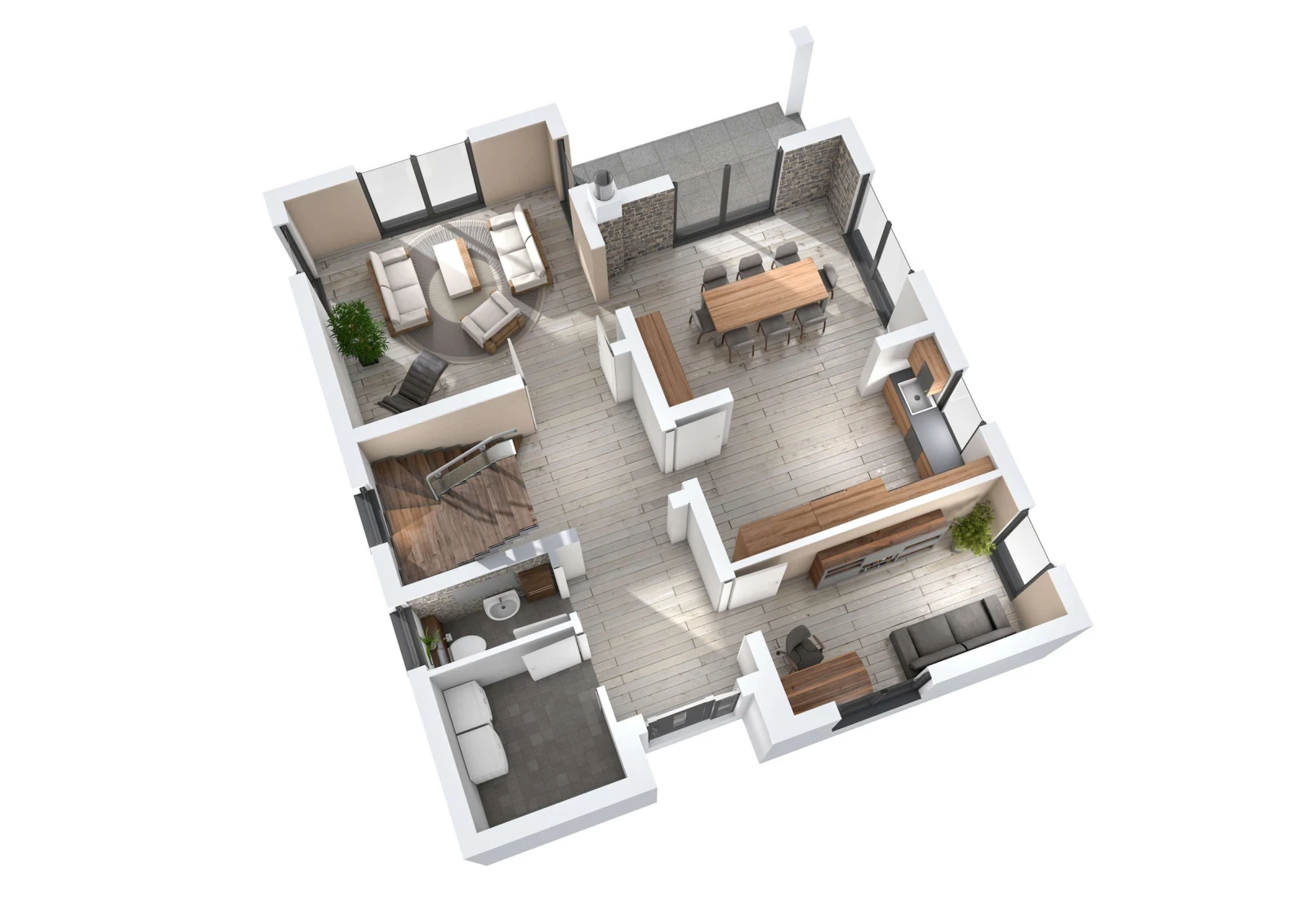 3D-Grundriss des Ytong Bausatzhauses EFH 147