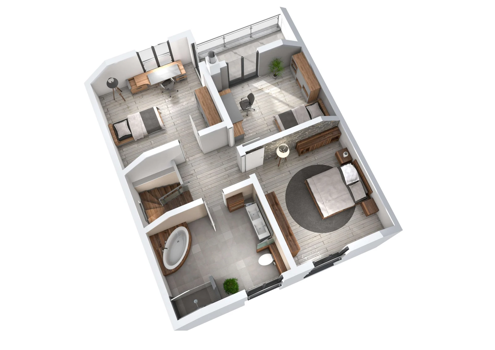 3D-Grundriss des Ytong Bausatzhauses EFH 147