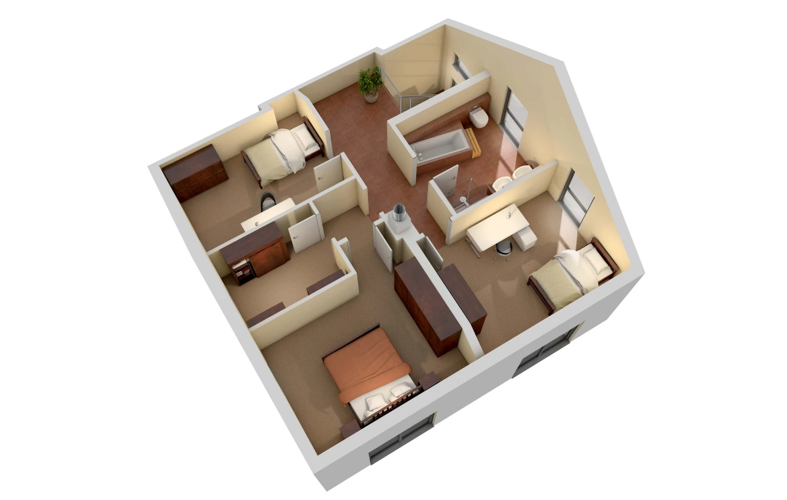 3D-Grundriss des Ytong Bausatzhauses EFH 148