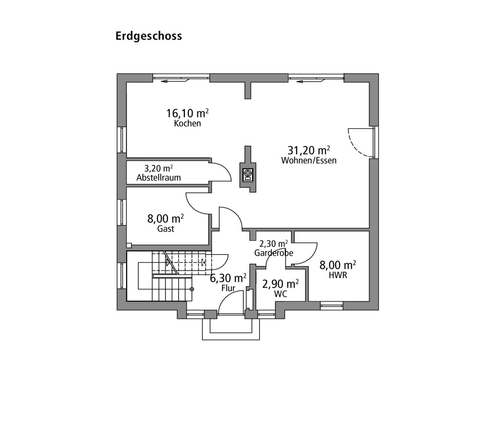 2D-Grundriss des Ytong Bausatzhauses EFH 148
