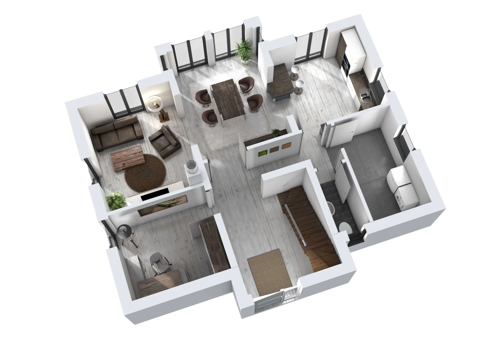 3D-Grundriss des Ytong Bausatzhauses EFH 151