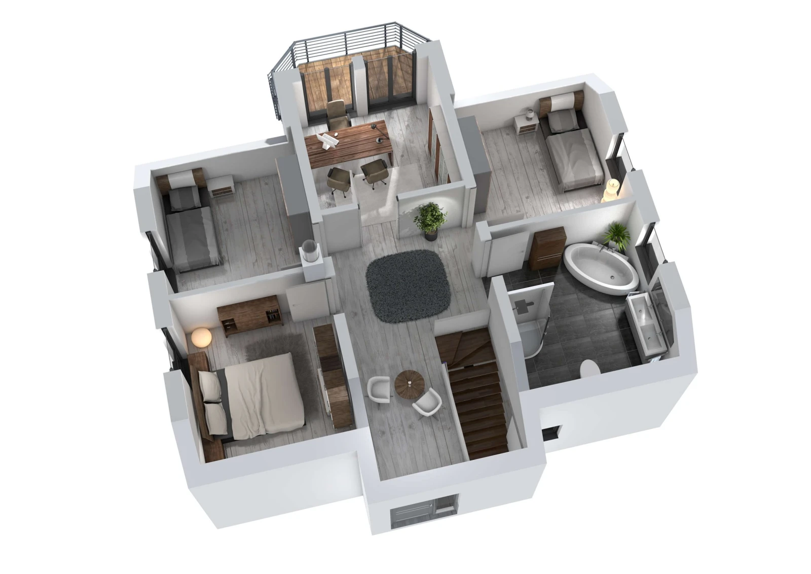 3D-Grundriss des Ytong Bausatzhauses EFH 151