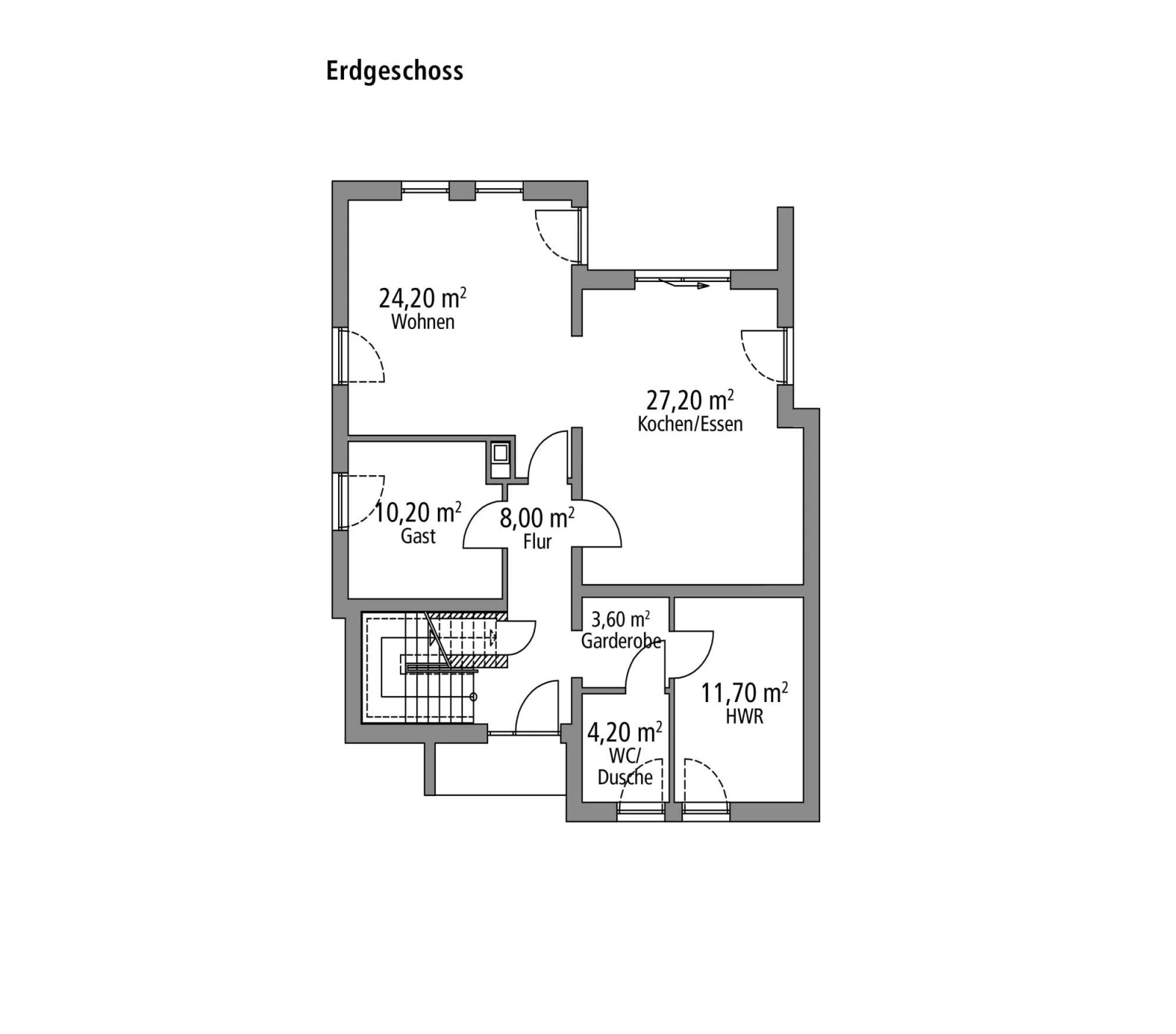 2D-Grundriss des Ytong Bausatzhauses EFH 173