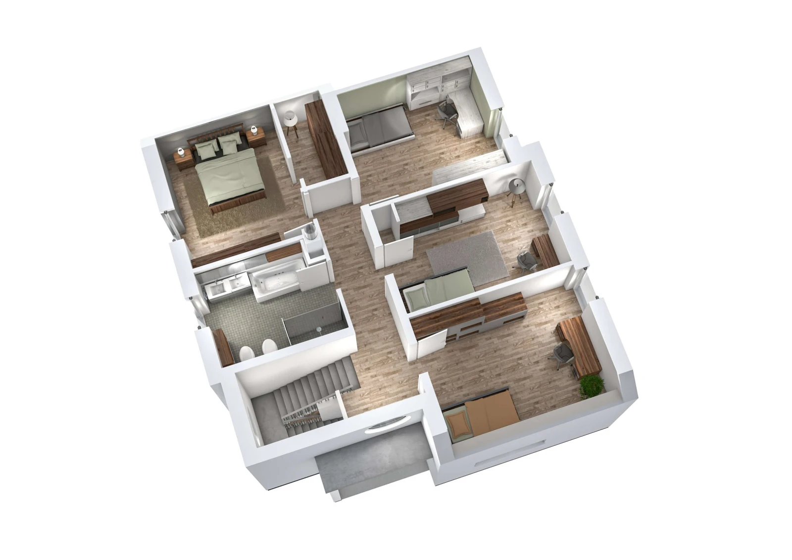 3D-Grundriss des Ytong Bausatzhauses EFH 173