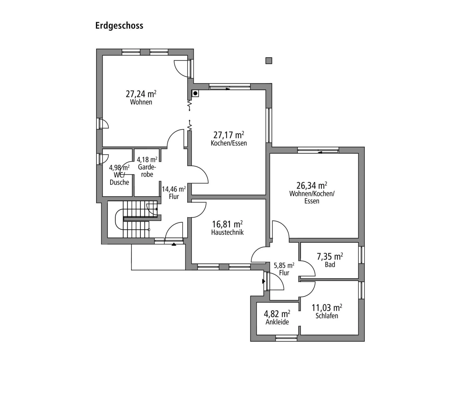 2D-Grundriss des Ytong Bausatzhauses MGH 232
