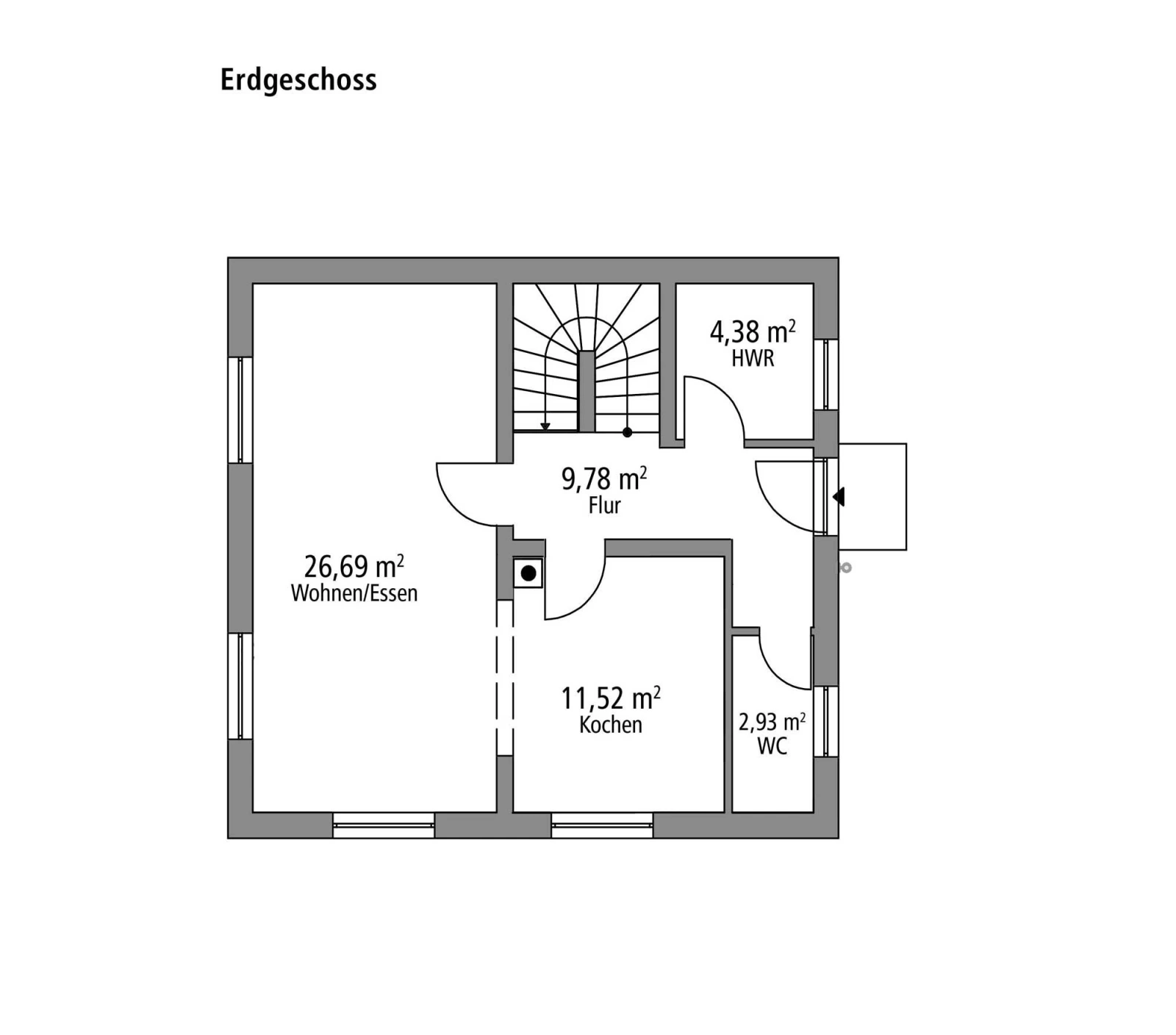 2D-Grundriss des Ytong Bausatzhauses STV 107