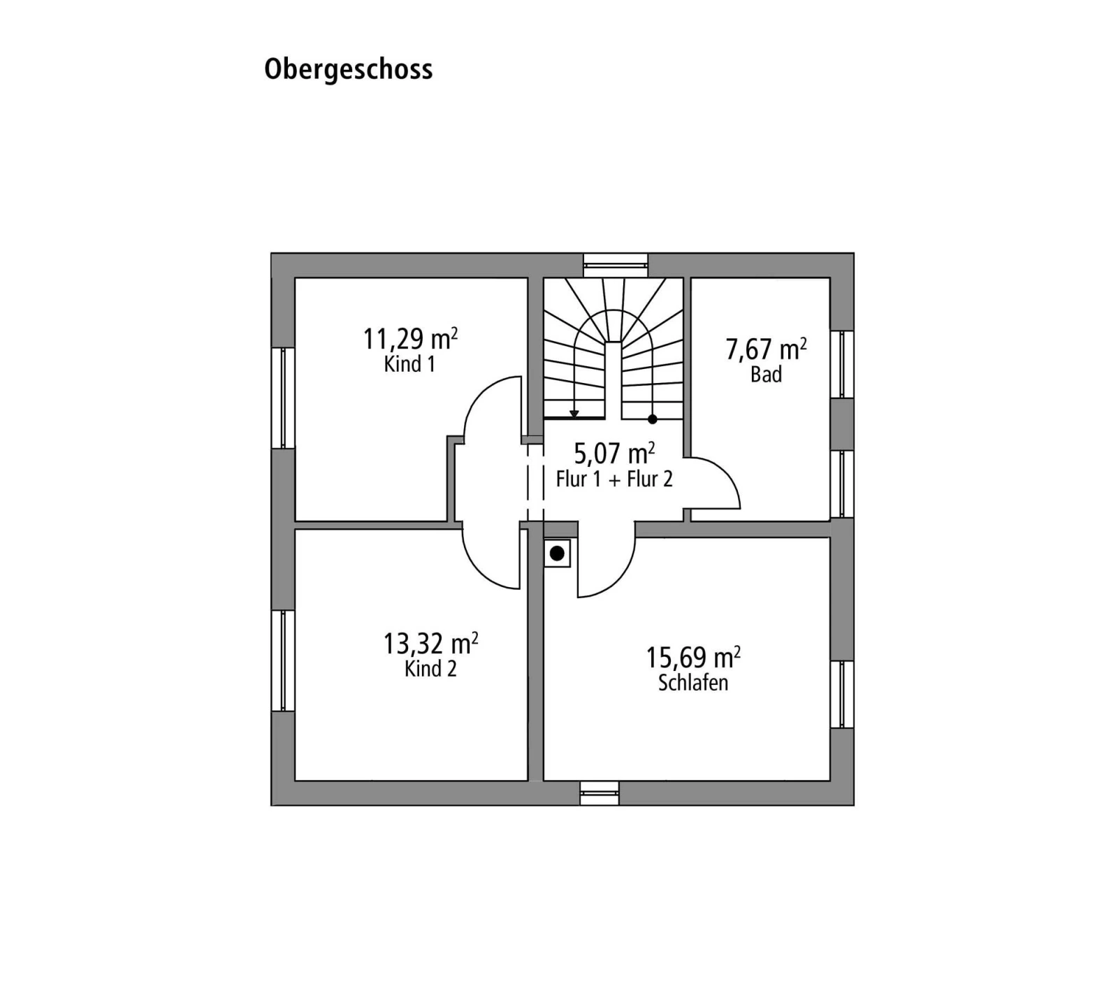 2D-Grundriss des Ytong Bausatzhauses STV 107