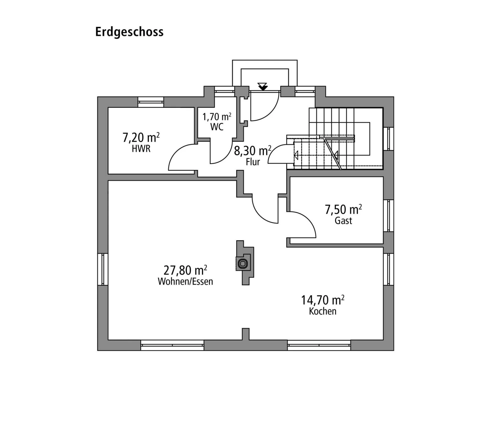 2D-Grundriss des Ytong Bausatzhauses STV 133