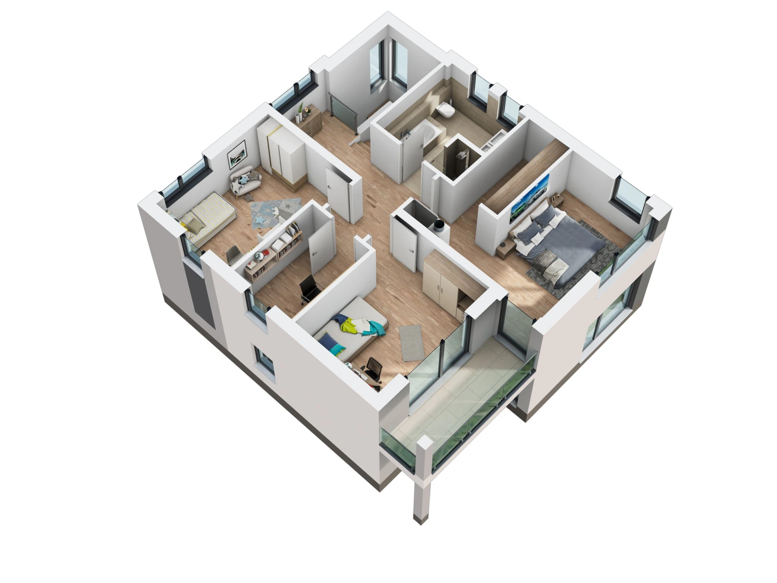 2D-Grundriss des Ytong Bausatzhauses STV 148
