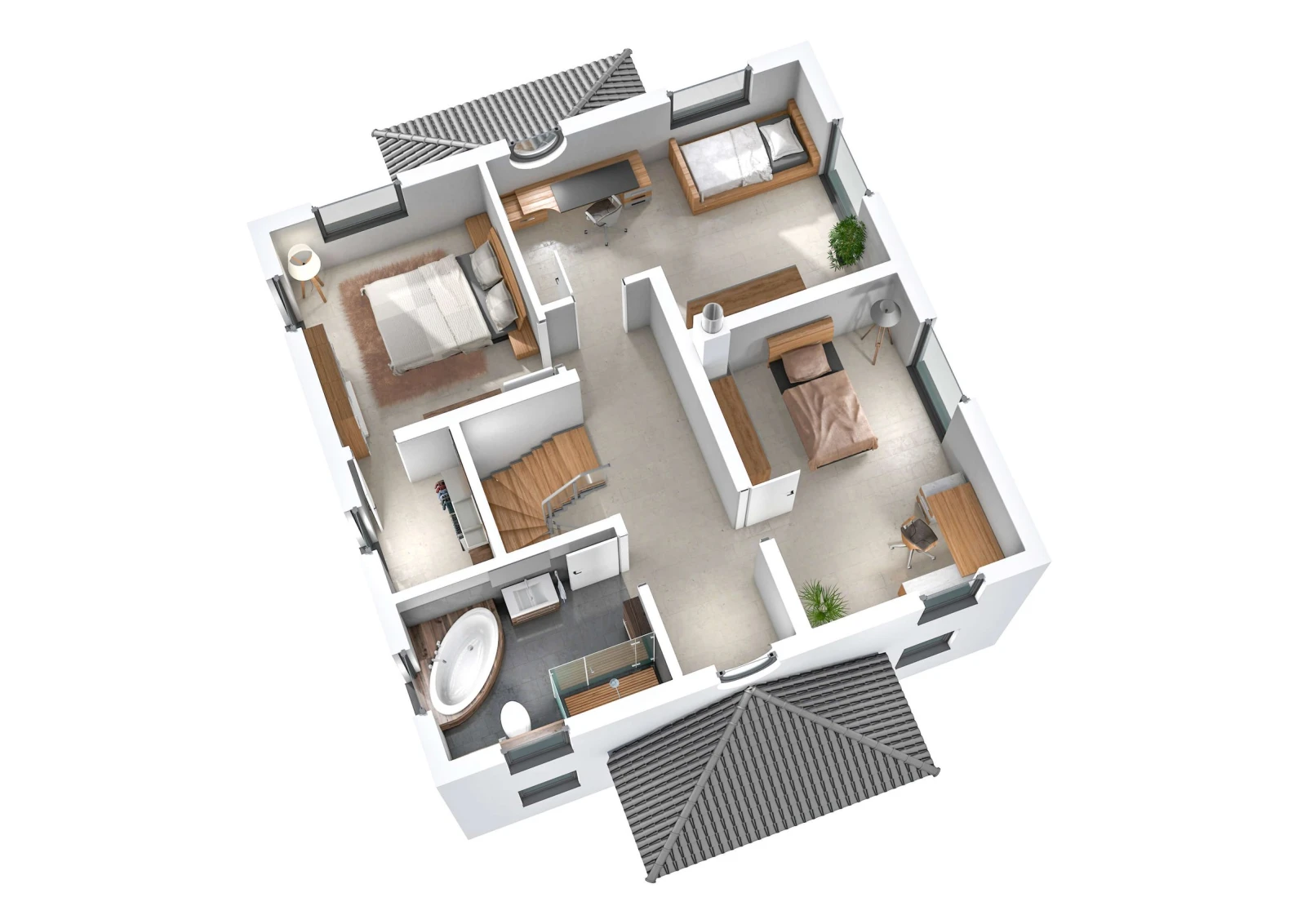 3D-Grundriss des Ytong Bausatzhauses STV 157