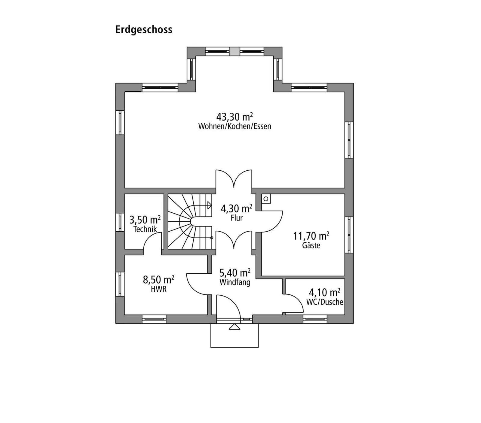 2D-Grundriss des Ytong Bausatzhauses STV 157
