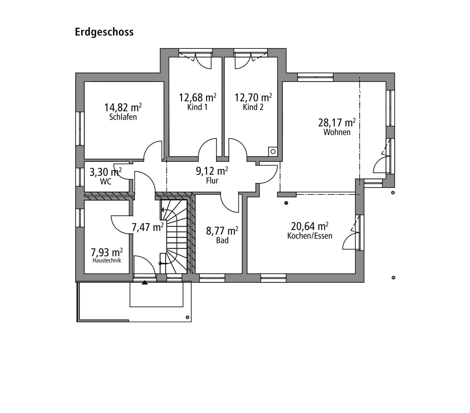 2D-Grundriss des Ytong Bausatzhauses ZFH 244
